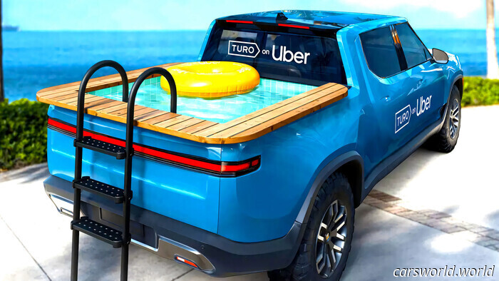 La vasca della Rivian a noleggio sembra una piscinetta da 80.000 dollari piena dell'acqua di risciacquo di uno sconosciuto | Carscoops